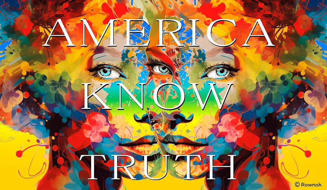  soothing colors and three eyes enhance the message for Americans to know Truth. Digital art creation of Richard Rownak